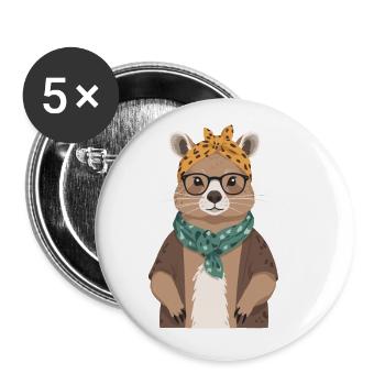 Drôle Capymama Capybara conception de fête des mères - Lot de 5 grands badges (56 mm) - blanc - Devant