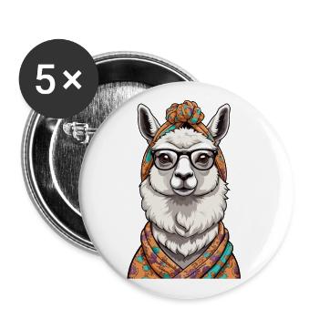 Funny Llama Alpaca Mother's Day Design - Buttons large 2.2''/56 mm (5-pack) - white - Front