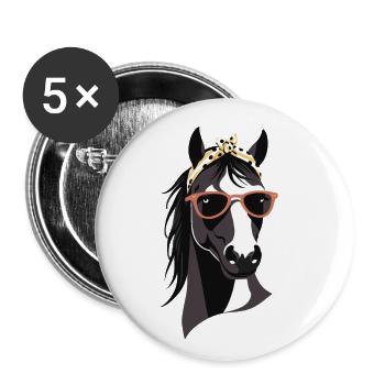 Mom Horse Horse Lover Mother Horse Girl - Buttons large 2.2''/56 mm (5-pack) - white - Front