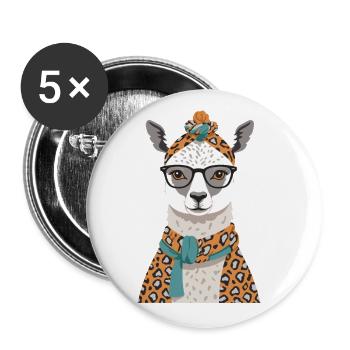 Llama Loving Funny Mother's Day Design - Buttons large 2.2''/56 mm (5-pack) - white - Front