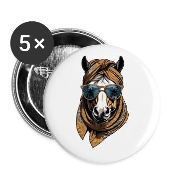 Maman Cheval Cheval Amant Mère Cheval Fille - Lot de 5 grands badges (56 mm) - blanc - Devant