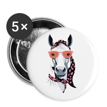 Mama Pferd Pferdeliebhaber Mutter Stilvolle Liebe - Buttons groß 56 mm (5er Pack) - Weiß - Vorne