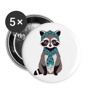 Maman raton laveur Raton laveur amant pour la fête des mères - Lot de 5 grands badges (56 mm) - blanc - Devant