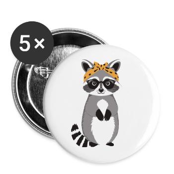 Mama Raccoon Raccoon Amoureux du raton laveur - Lot de 5 grands badges (56 mm) - blanc - Devant