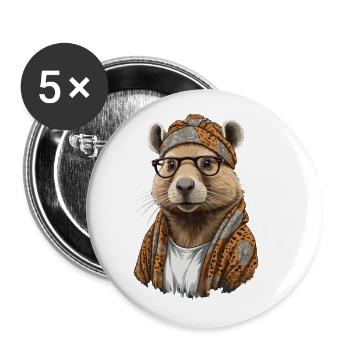 Drôle Capymama Capybara Mère Design - Lot de 5 grands badges (56 mm) - blanc - Devant