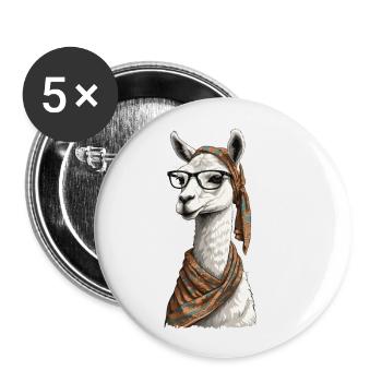 Lama Liebende Mama Lustiges Alpaca Design - Buttons groß 56 mm (5er Pack) - Weiß - Vorne