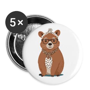 Drôle Capymama Capybara Mère Design - Lot de 5 grands badges (56 mm) - blanc - Devant