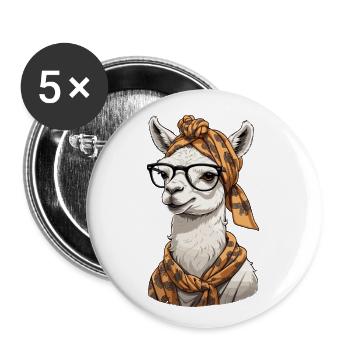 Lama Alpaga Drôle Maman Design Amour - Lot de 5 grands badges (56 mm) - blanc - Devant