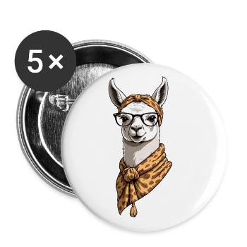 Lama aimant maman drôle maman Design - Lot de 5 grands badges (56 mm) - blanc - Devant