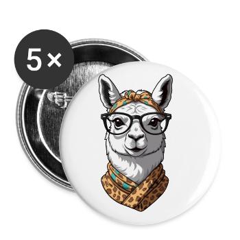 Lama Aimant Drôle Maman Design Alpaga - Lot de 5 grands badges (56 mm) - blanc - Devant