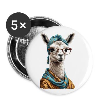 Lustiges Lama Alpaca Design für Mütter - Buttons groß 56 mm (5er Pack) - Weiß - Vorne
