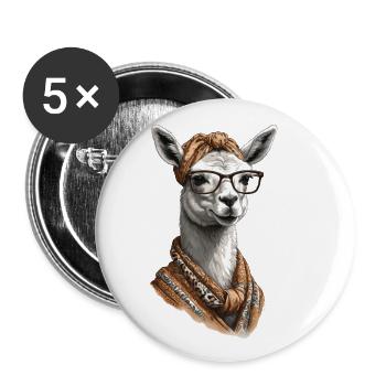 Llama Loving Mom Funny Design Alpaca - Buttons large 2.2''/56 mm (5-pack) - white - Front