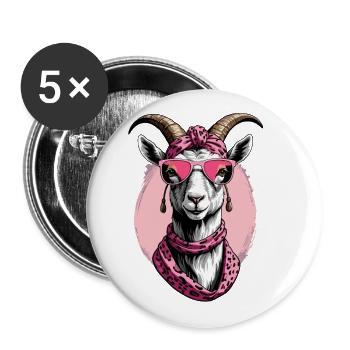 Lustige Mama Ziege Perfekt Zum Muttertag - Buttons groß 56 mm (5er Pack) - Weiß - Vorne