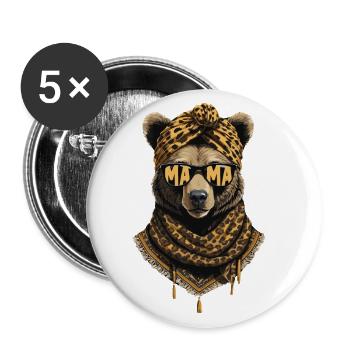 Funny Mama Bear Mother Bear Bear Lover - Buttons large 2.2''/56 mm (5-pack) - white - Front