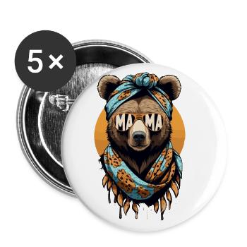 Funny Mom Bear Mother Bear Bear Lover - Buttons large 2.2''/56 mm (5-pack) - white - Front