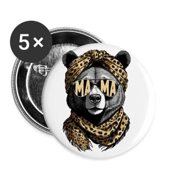 Funny Mom Bear Mother Bear Mother's Day - Buttons large 2.2''/56 mm (5-pack) - white - Front