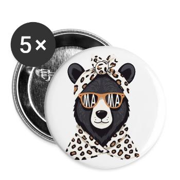 Lustiger Mama Bär Mutter Bärin Bärenliebhaber - Buttons groß 56 mm (5er Pack) - Weiß - Vorne