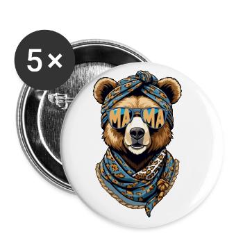 drôle maman ours mère ours amant des ours - Lot de 5 grands badges (56 mm) - blanc - Devant