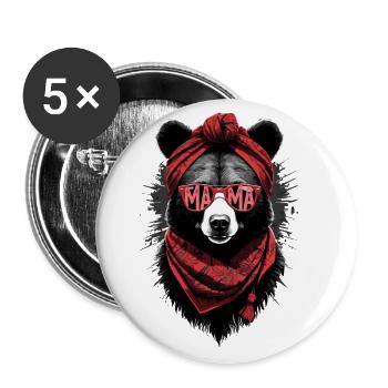 Funny Mama Bear Mother Bear Bear Lover - Buttons large 2.2''/56 mm (5-pack) - white - Front