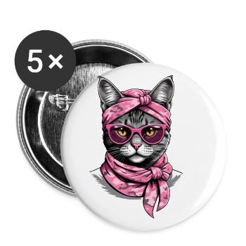 Cute Cat Mom Cat Lover Mom Style - Buttons large 2.2''/56 mm (5-pack) - white - Front