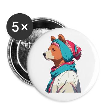 Funny Mama Bear Mother Bear Bear Lover - Buttons large 2.2''/56 mm (5-pack) - white - Front