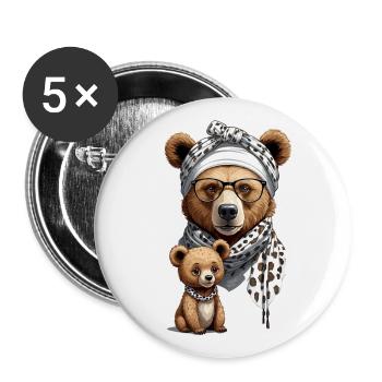 Funny Mama Bear Mother Bear Bear Lover - Buttons large 2.2''/56 mm (5-pack) - white - Front