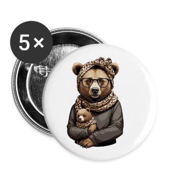 Funny Mama Bear Mother Bear Bear Lover - Buttons large 2.2''/56 mm (5-pack) - white - Front