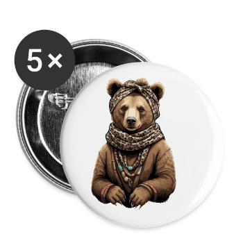 Drôle Maman Ours Mère Ours Fête des Mères - Lot de 5 grands badges (56 mm) - blanc - Devant