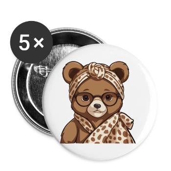 Drôle Maman Ours Mère Ours Ours Amoureux de l’Ours - Lot de 5 grands badges (56 mm) - blanc - Devant