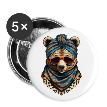 Drôle Maman Ours Mère Ours Ours Amoureux de l’Ours - Lot de 5 grands badges (56 mm) - blanc - Devant