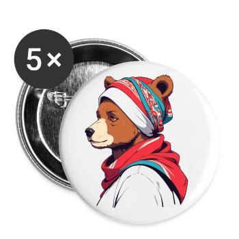 Drôle Maman Ours Mère Ours Ours Amoureux de l’Ours - Lot de 5 grands badges (56 mm) - blanc - Devant