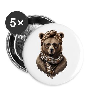 Drôle Maman Ours Mère Ours Ours Amoureux de l’Ours - Lot de 5 grands badges (56 mm) - blanc - Devant