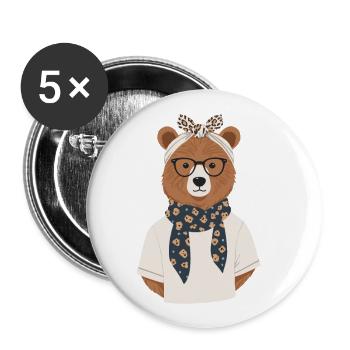 Drôle Maman Ours Mère Ours Ours Amoureux de l’Ours - Lot de 5 grands badges (56 mm) - blanc - Devant