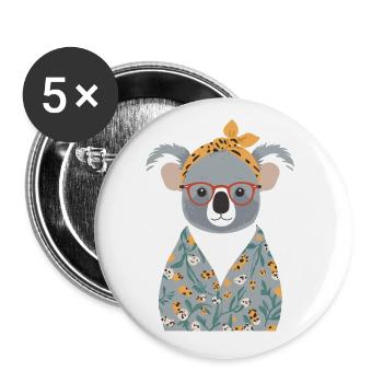 Drôle Koala Maman Mignon Fête des Mères Maman - Lot de 5 grands badges (56 mm) - blanc - Devant