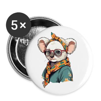 Drôle Koala Maman Mignon Fête Des Mères Amour - Lot de 5 grands badges (56 mm) - blanc - Devant
