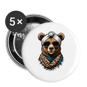Funny Mama Bear Mother Bear Bear Lover - Buttons large 2.2''/56 mm (5-pack) - white - Front
