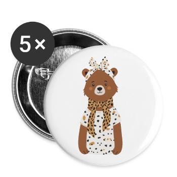 Drôle Maman Ours Mère Ours Ours Amoureux de l’Ours - Lot de 5 grands badges (56 mm) - blanc - Devant