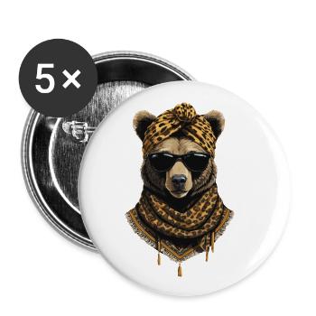 Funny Mom Bear Mother Bear Bear Lover - Buttons large 2.2''/56 mm (5-pack) - white - Front