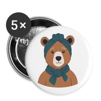 Funny Mama Bear Mother Bear Bear Lover - Buttons large 2.2''/56 mm (5-pack) - white - Front
