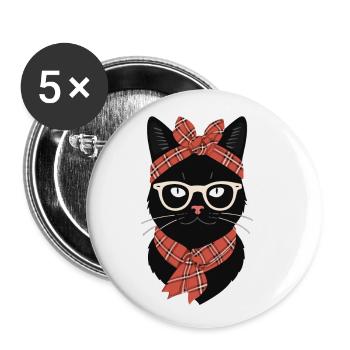 Cute Cat Mom Cat Lover Mom Style - Buttons large 2.2''/56 mm (5-pack) - white - Front