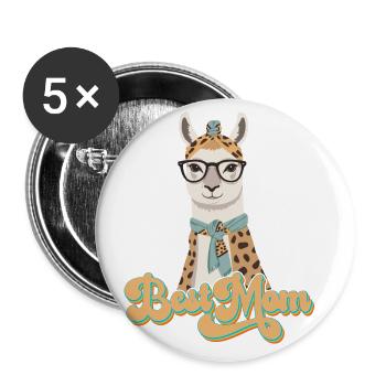 Lama aimant maman drôle maman Design - Lot de 5 grands badges (56 mm) - blanc - Devant