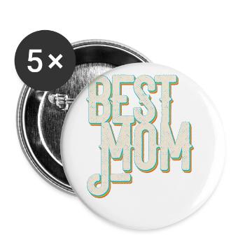 Meilleure maman fière maman drôle maman design - Lot de 5 grands badges (56 mm) - blanc - Devant