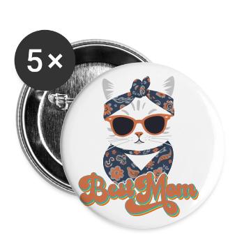 Best Mom Niedliche Katzenmama Stilvolle - Buttons groß 56 mm (5er Pack) - Weiß - Vorne