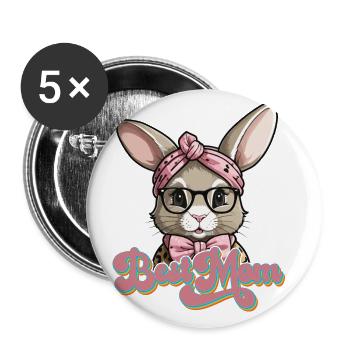 Maman Lapin Mignon Lapin Maman Mignon Lapin de Pâques - Lot de 5 grands badges (56 mm) - blanc - Devant