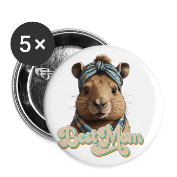 Drôle Capybara Maman Capybara Fête des Mères - Lot de 5 grands badges (56 mm) - blanc - Devant