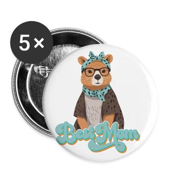 Drôle Capymama Capybara Mère Design - Lot de 5 grands badges (56 mm) - blanc - Devant