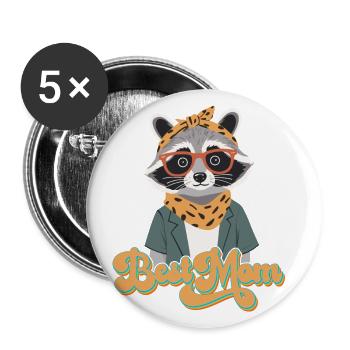 Best Mama Raccoon Design for Raccoon Lovers - Buttons large 2.2''/56 mm (5-pack) - white - Front