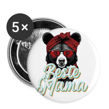 Meilleur design de fête des mères drôle de maman - Lot de 5 grands badges (56 mm) - blanc - Devant