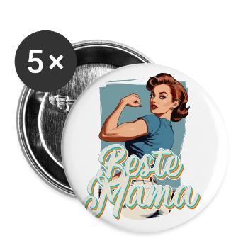 Meilleur design de maman pour la fête des mères - Lot de 5 grands badges (56 mm) - blanc - Devant