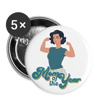 Mother of the Year Great Mom Funny Mom - Buttons large 2.2''/56 mm (5-pack) - white - Front